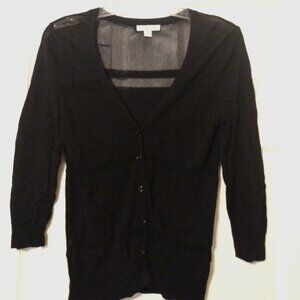 Black 3/4 sleeve cardigan sweater